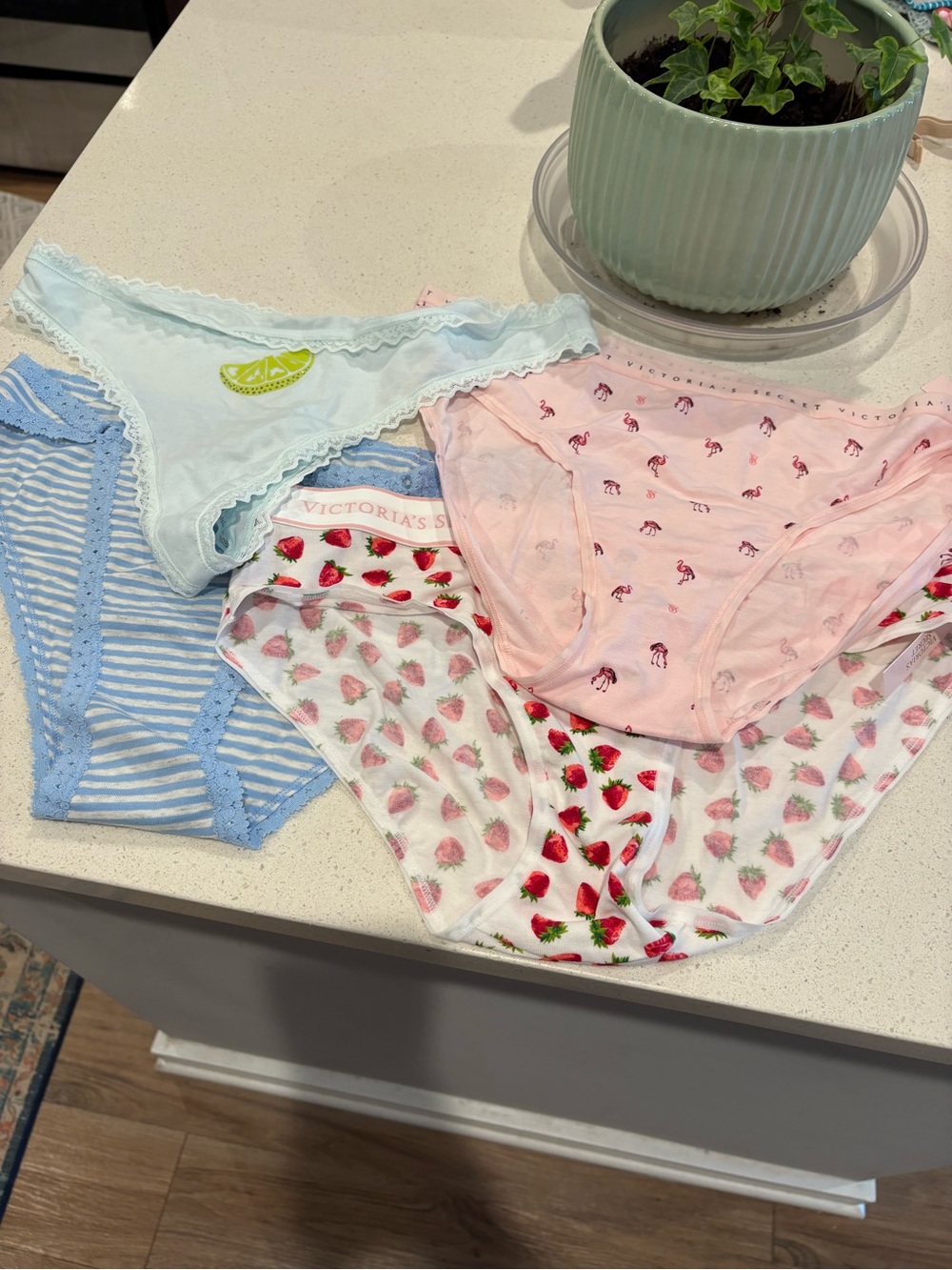 Victoria's Secret Panty Set - Light Blue, Pale Pink, White